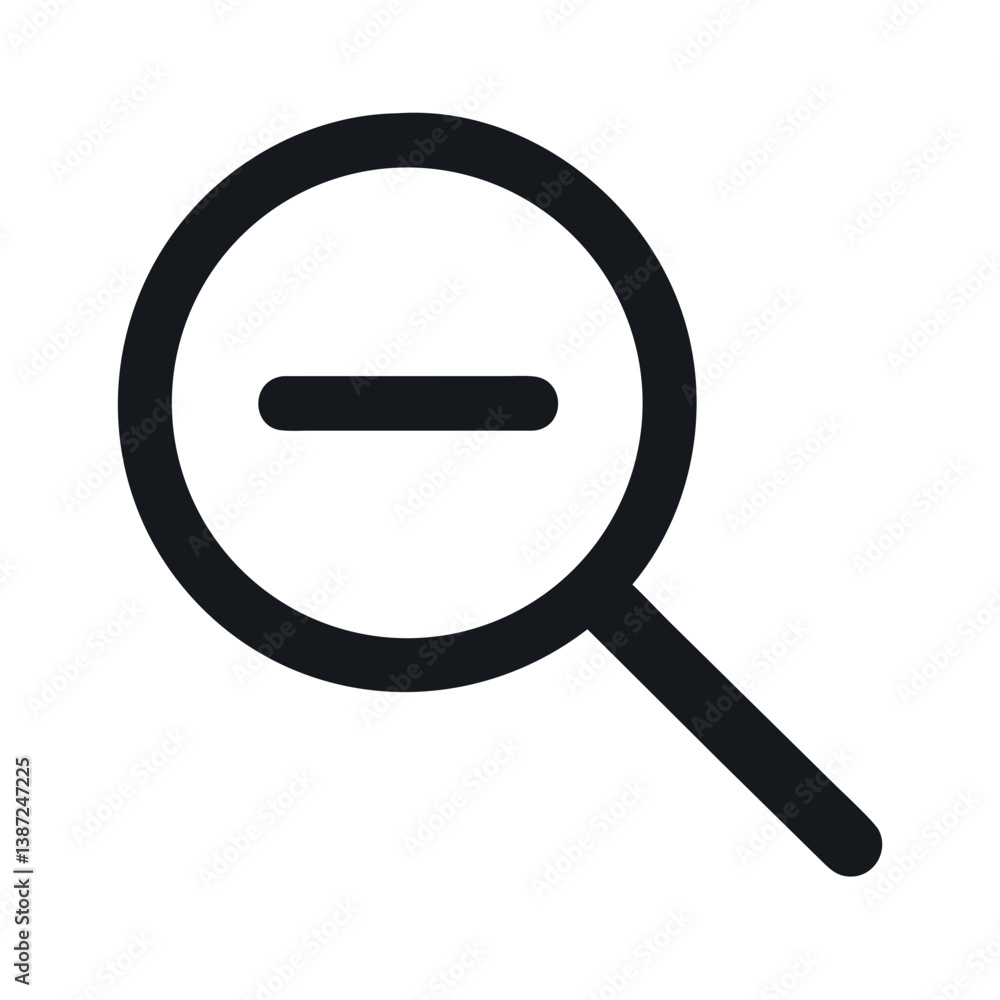 Magnifying Glass with Minus Sign Representing Zoom Out or Reduce View Icon Design Magnifying Glass with Minus Sign Representing Zoom Out or Reduce View Icon Design