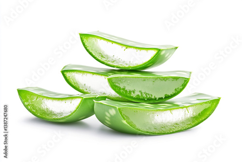 Wallpaper Mural Fresh Aloe Vera Slices: A close-up shot showcasing a collection of vibrant, translucent Aloe Vera slices. The image invites viewers to discover the raw beauty of nature. Torontodigital.ca