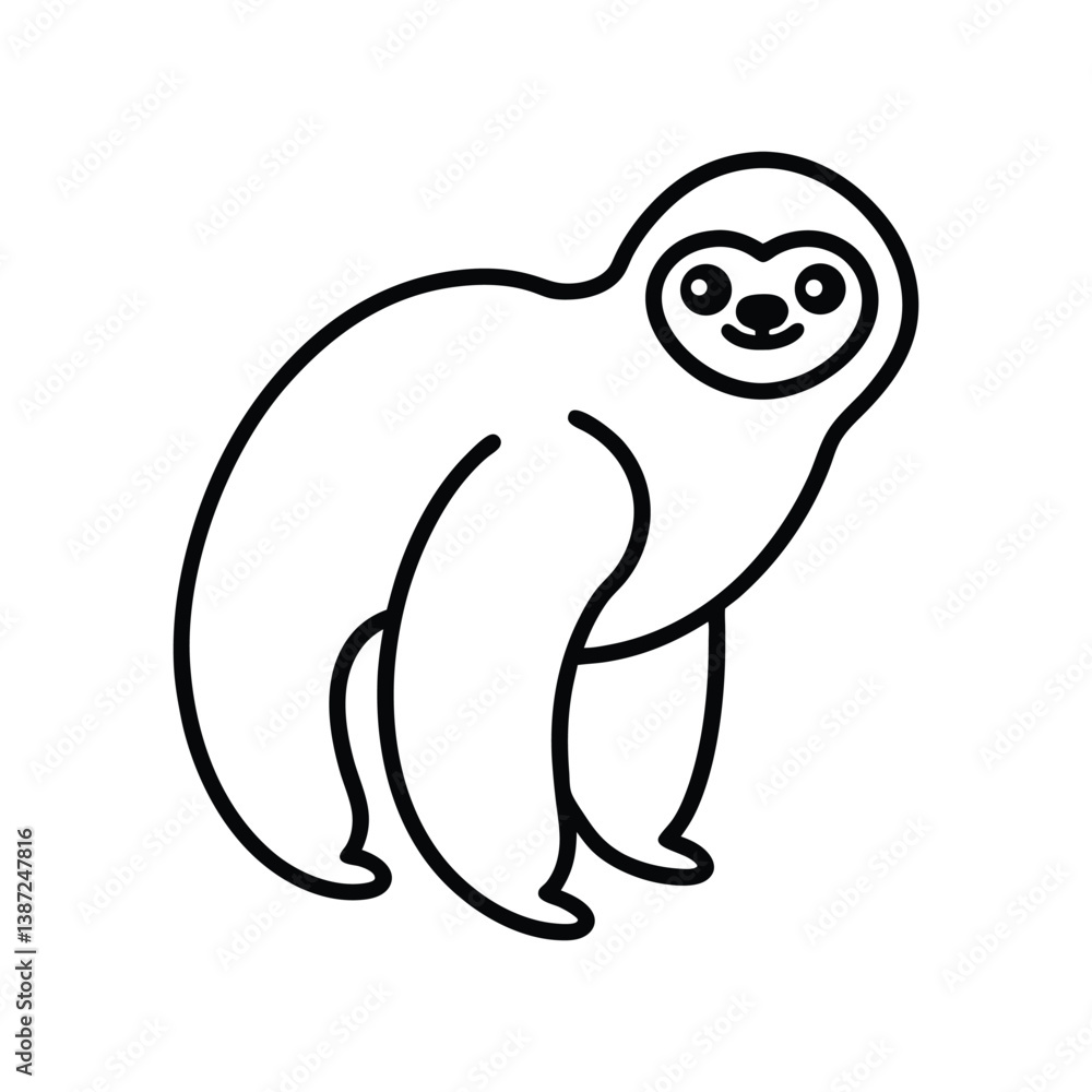 Obraz premium sloth line art illustration on white background