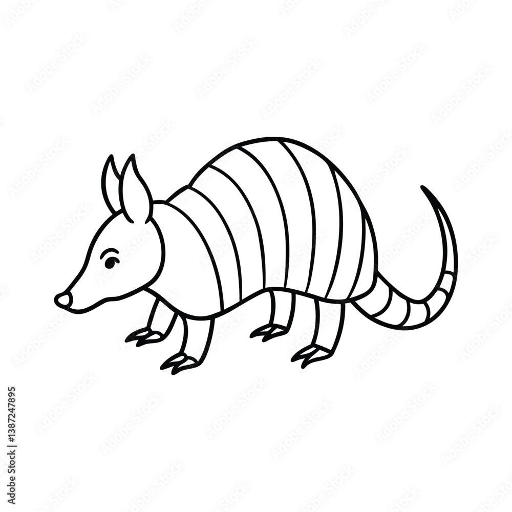 Fototapeta premium armadillo line art illustration on white background