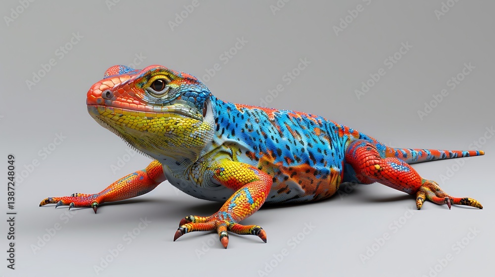Obraz premium 3D model of a multi-colored lacerta