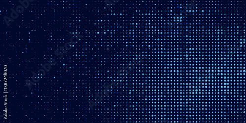 Abstract dot blue color pattern screen led light gradient texture background. Technology big data digital concept.