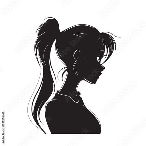 Vector illustration of a beauty woman with long hair silhouette in a fashionable style