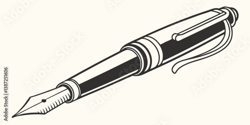 Elegant Vector Fountain Pen Illustration for Creative Design Projects