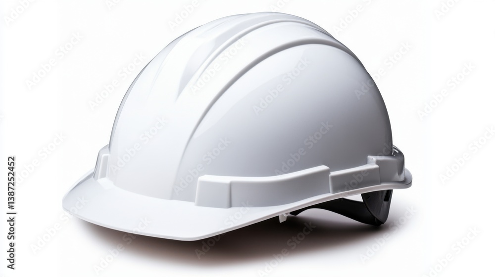 Fototapeta premium White Hard Hat for Construction Safety, Industrial Use, Engineering Projects, and Workplace Protection