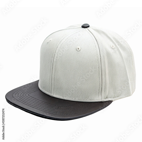 Stylish Flat Bill Cap with Gray Crown and Black Brim for Casual Fashion and Accessories