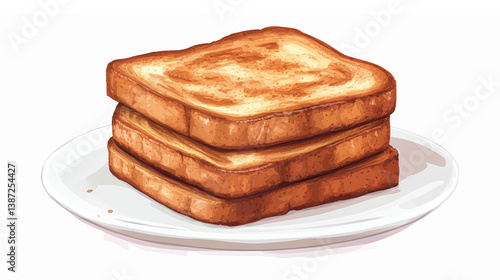 Wallpaper Mural Delicious Golden Brown Toast Stacked on White Plate with Crispy Texture and Warm Appeal Torontodigital.ca