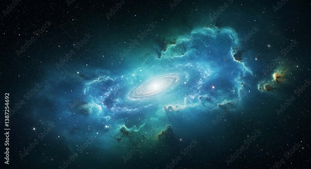 Obraz premium Celestial Nebula: A 3D Render of Cosmic Wonder AI Generated