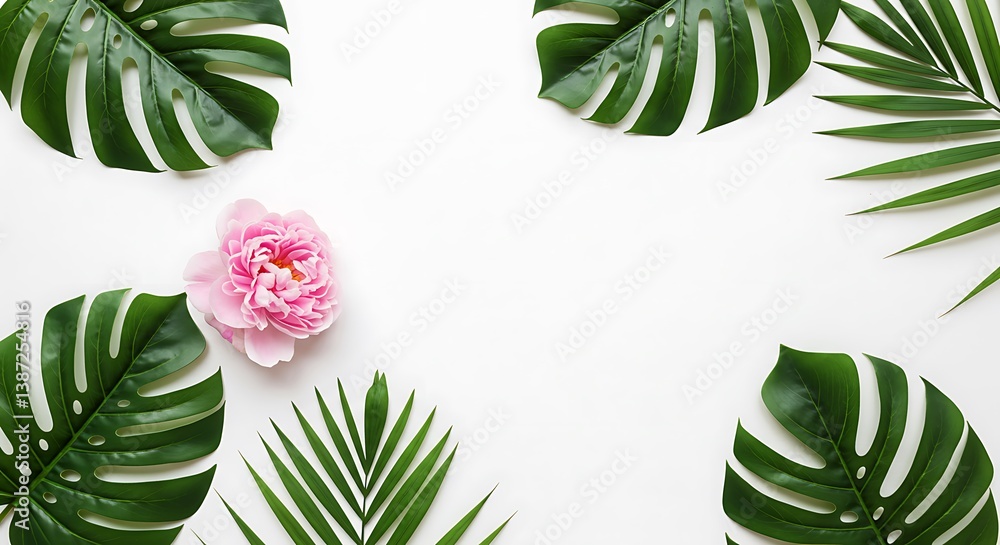 Fototapeta premium Tropical Bloom: A Layered Still Life AI Generated