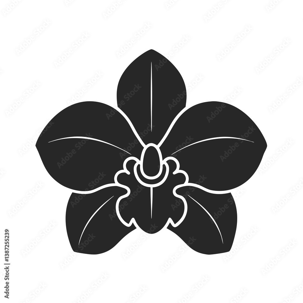 Orchid Flower icon silhouette vector illustration Orchid Flower icon silhouette vector illustration