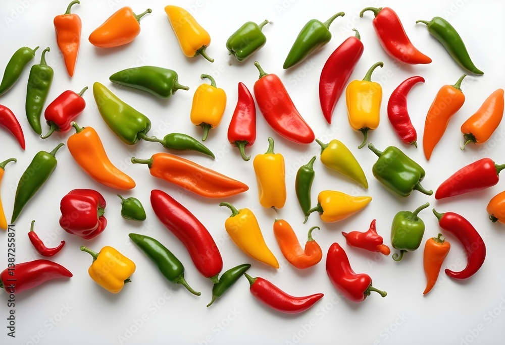 mixture peppers on white background mixture peppers on white background