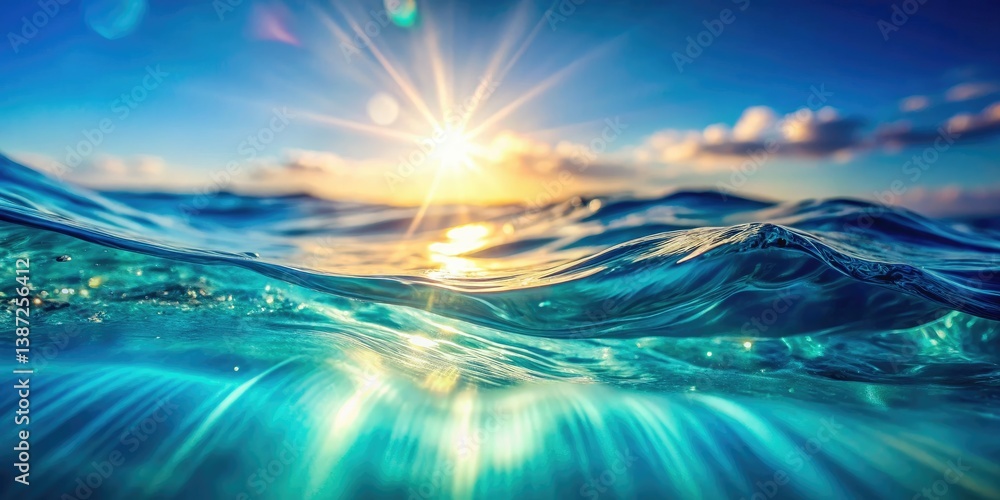 Abstract blue water texture, macro close-up reveals light streaks; a sea photography background. Abstract blue water texture, macro close-up reveals light streaks; a sea photography background.