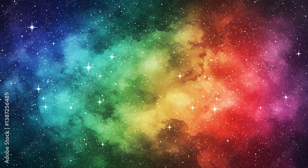 Fototapeta premium Rainbow Nebula: Cosmic Dreamscape AI Generated