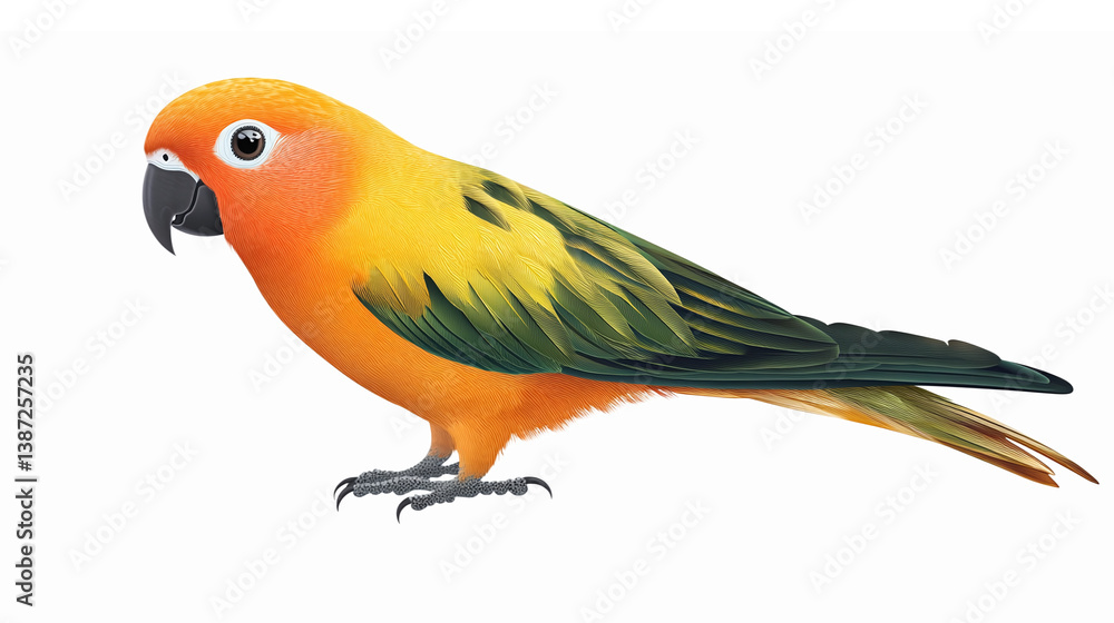 Obraz premium Colorful Sun Conure Parrot Vector Illustration with Transparent Background for Nature Designs