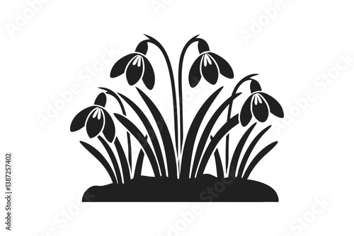 snowdrop flower silhouette vector illustration