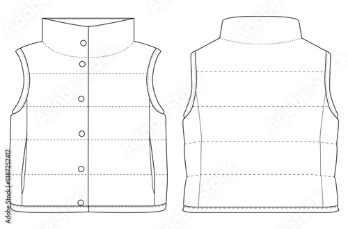 Kids Baby Girl down vest jacket Vector illustration design