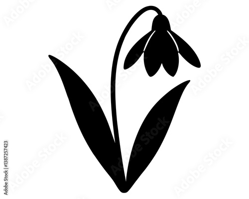 snowdrop flower icon silhouette vector illustration