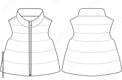 Kids Baby Girl down vest jacket Vector illustration design