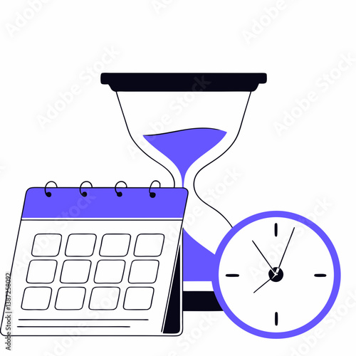 Limited Time Offer Countdown Concept	Time urgency concept with hourglass and stopwatch, great for deadline visuals.