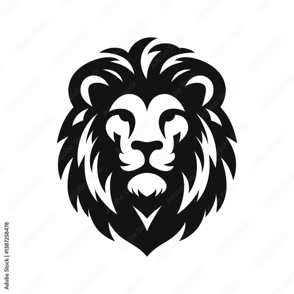 Lion Head Logo Design with Mane Isolated on White Background Lion Head Logo Design with Mane Isolated on White Background