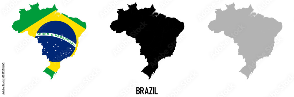 Brazil flag and map shape black and gray color. EPS.file. Brazil flag and map shape black and gray color. EPS.file.
