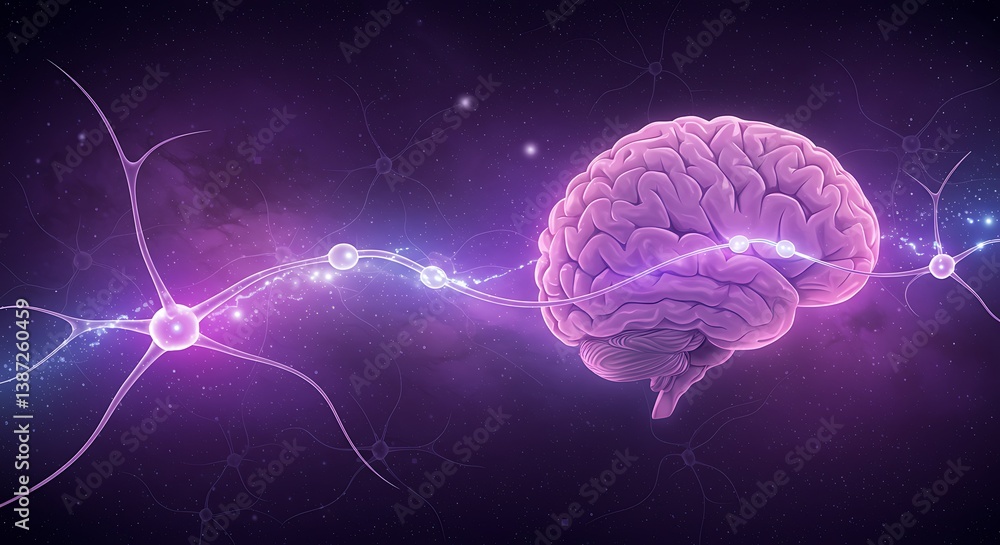 Fototapeta premium Neural Pathways: A 3D Brain's Luminescence AI Generated