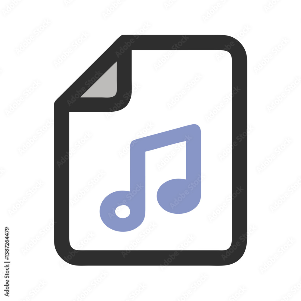 Music Note Representing Audio or Music File Icon Design Music Note Representing Audio or Music File Icon Design
