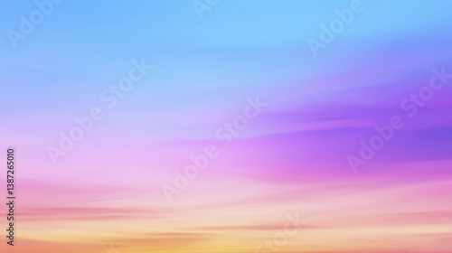 beautiful gradient sunset with soft hues of pink, purple, and blue blending seamlessly in sky, evoking sense of calm and tranquility