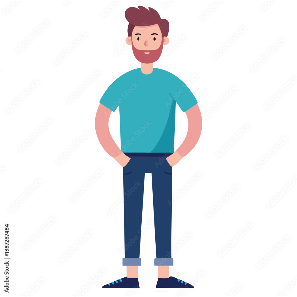 Illustration of a man in casual clothes with a beard Illustration of a man in casual clothes with a beard