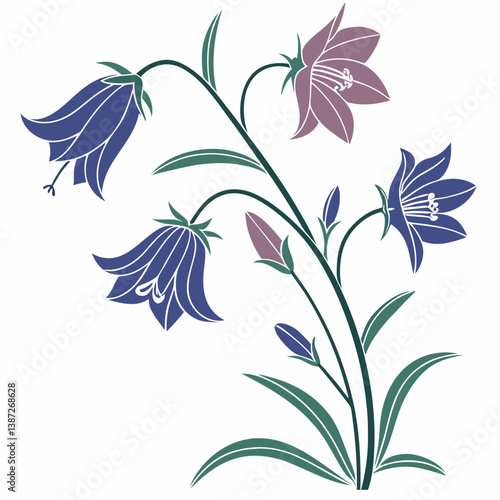 Campanula Flower silhouette vector illustration