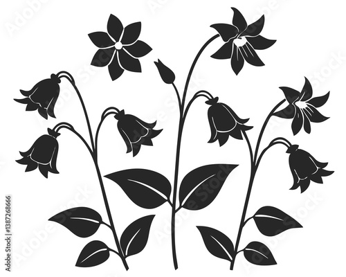 Campanula Flower silhouette vector illustration