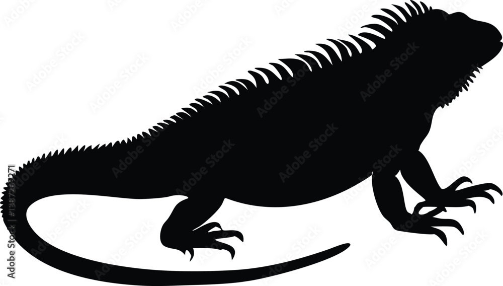 Obraz premium Black Lizard Silhouette Vector Set: Stylized Reptile Clipart in Vintage Tattoo and Wildlife Design Style. Adobe Art and Illustrator.