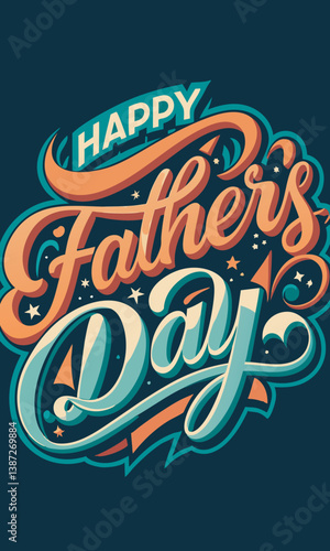 Happy Father's Day Typography Vector Text and Clipart