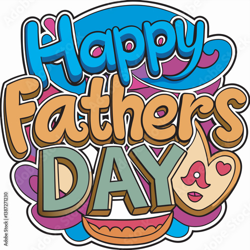 Happy Father's Day Typography Vector Text and Clipart
