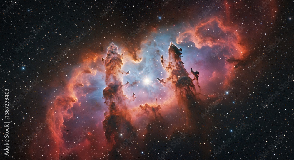 Obraz premium Cosmic Pillars of Fire AI Generated