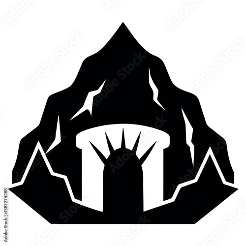 Photos Simple Black and White Cave Icons desgin