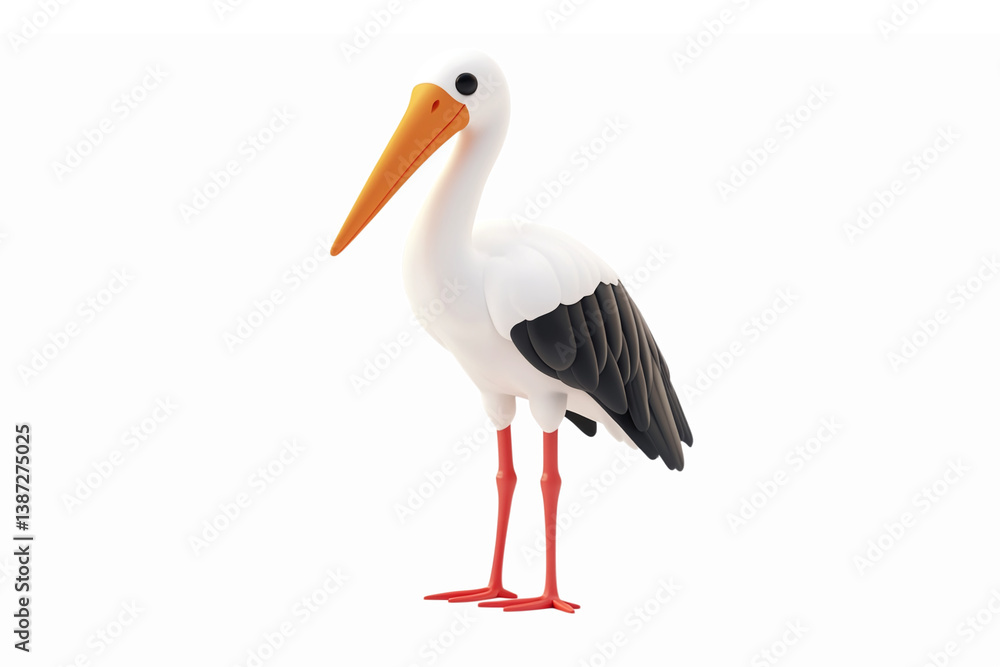Elegant Stork Bird Illustration with Detailed Features and Transparent Background for Design Projects Elegant Stork Bird Illustration with Detailed Features and Transparent Background for Design Projects