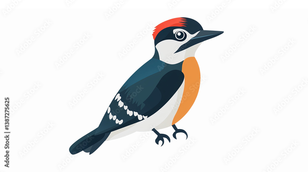 Fototapeta premium Colorful Woodpecker Bird Illustration with Detailed Features for Nature and Wildlife Projects