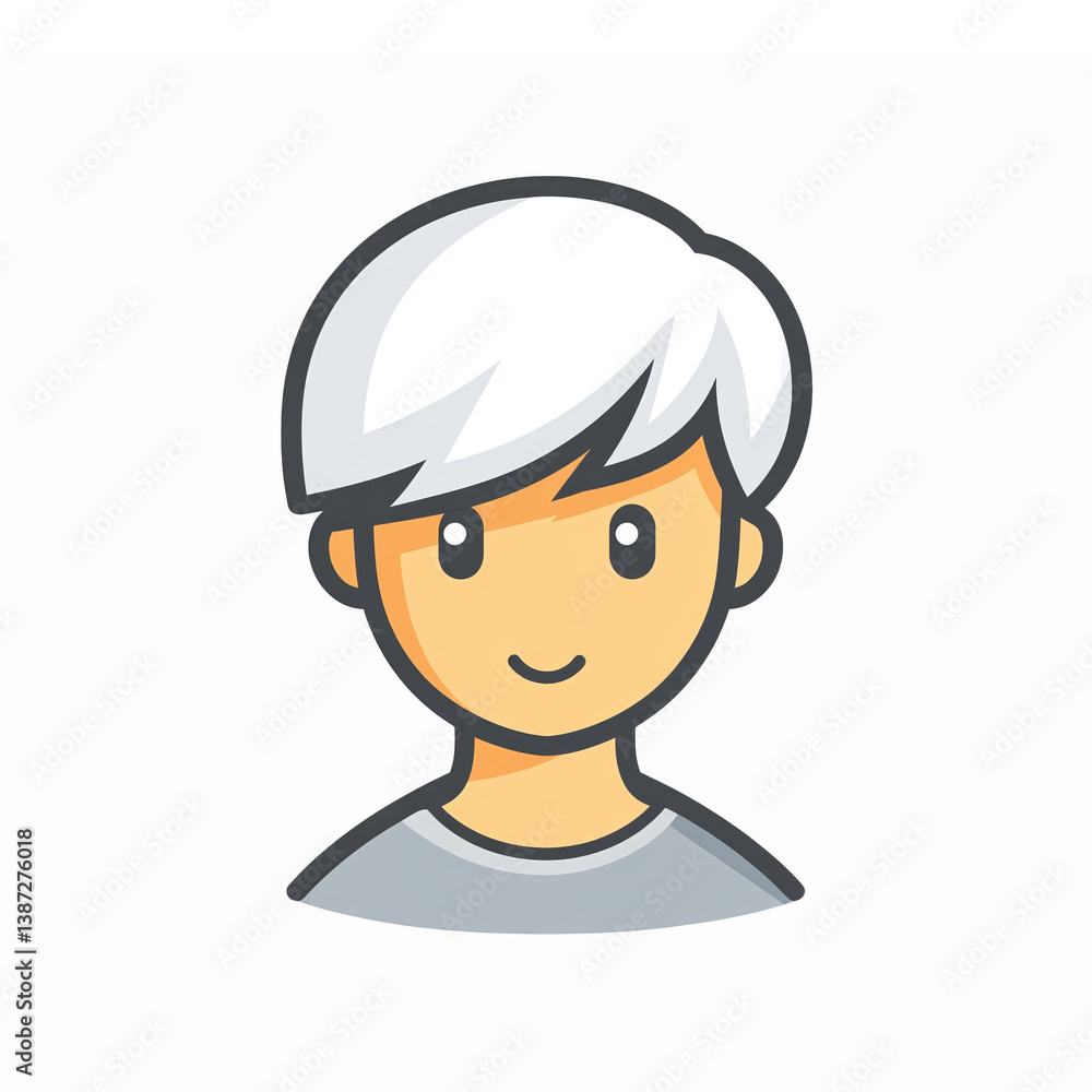 Cheerful Young Boy with White Hair Smiling Vector Character Design for Personal and Commercial Use Cheerful Young Boy with White Hair Smiling Vector Character Design for Personal and Commercial Use