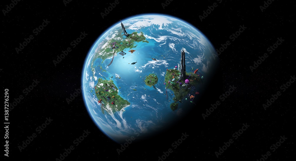 Fototapeta premium Celestial Metropolis AI Generated