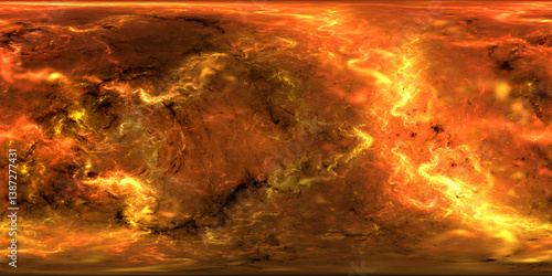 Wallpaper Mural 360 VR environment. Abstract fiery storm, explosion or nebula. Fractal render. Torontodigital.ca
