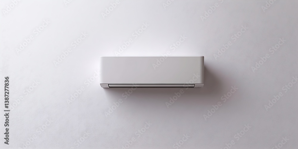 A white air conditioner mounted on the wall A white air conditioner mounted on the wall
