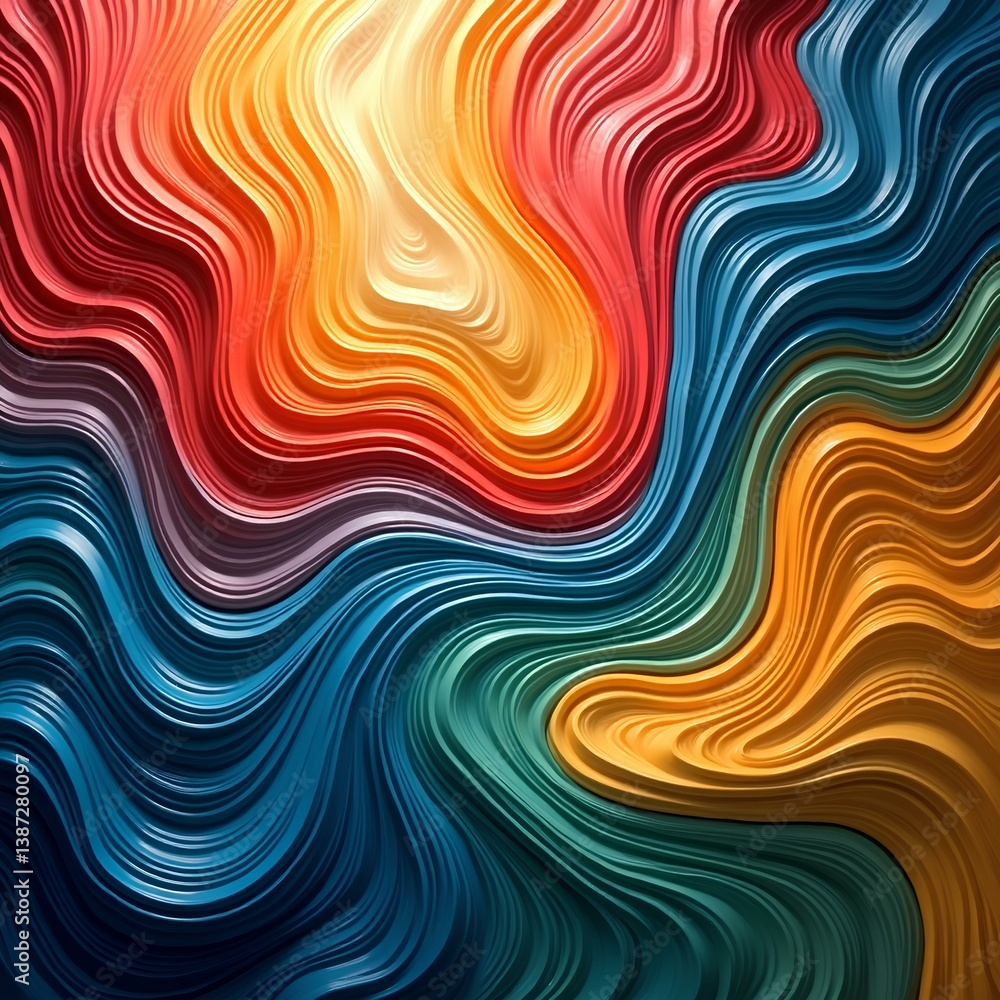 Obraz premium Abstract waves of red yellow and blue.
