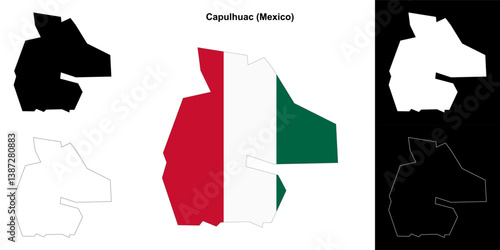 Capulhuac municipality (Mexico) outline map set