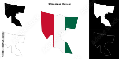 Chiconcuac municipality (Mexico) outline map set