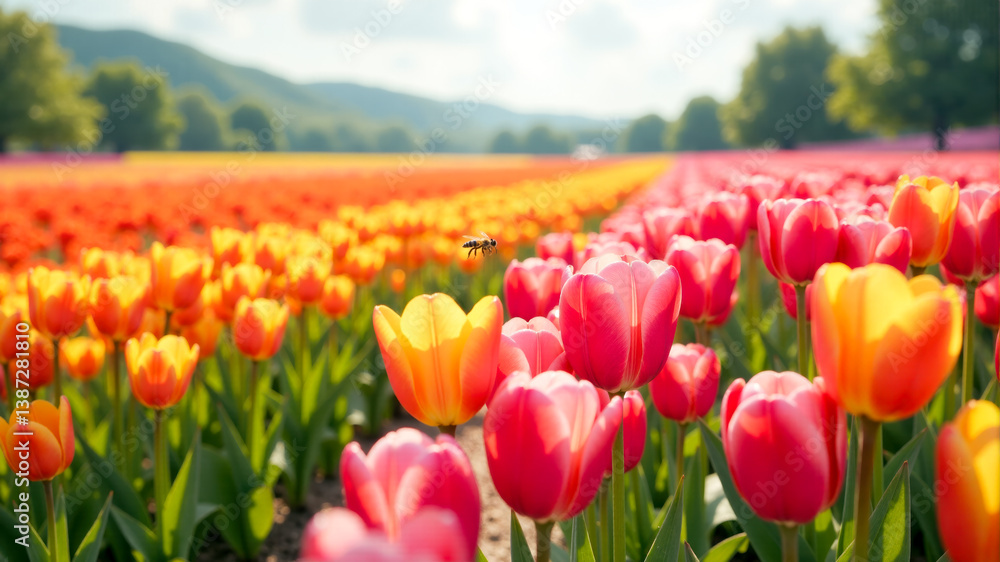 custom made wallpaper toronto digitalVibrant tulip and lavender fields bloom under the sunlight in a picturesque landscape during springtime