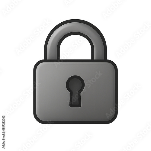 Metallic padlock icon in 3D style on dark gradient background