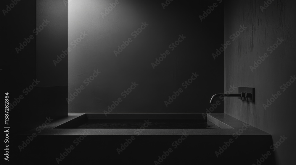Monochromatic serenity a minimalist bathroom retreat in obsidian hues Monochromatic serenity a minimalist bathroom retreat in obsidian hues