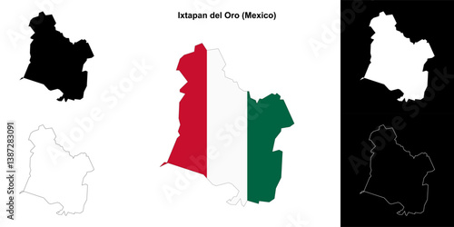 Ixtapan del Oro municipality (Mexico) outline map set