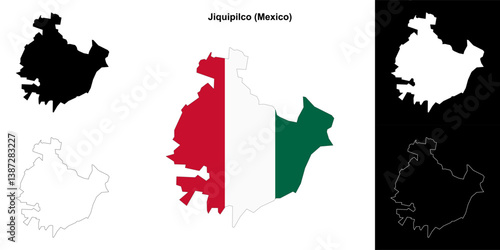 Jiquipilco municipality (Mexico) outline map set